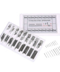 360 Piece Stainless Steel Watch Band Link Pins Kit With 18 Size Assortment displayed in a plastic case with labeled compartments