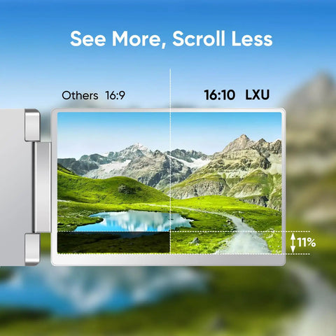 Triple Screen Laptop Extender For 12 To 16.2 Inch Laptops, FHD 1200P 16:10 IPS Portable Monitor comparison with 16:9 screen
