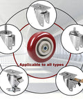 4 Pack 3 Inch PU Caster Wheels With 3 By 8 Bore Heavy Duty Plate Casters For Platform Trucks And Trolleys, 75mm Diameter