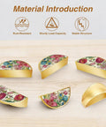 Two Pack Dope Gold Semicircle Cabinet Pulls With 3 Inch Hole Center, Vintage Floral Art Drawer Handles displayed on table surface