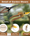 Two Piece Garden Pruning Shears Set With Pro Grade SK5 Blade Pruner And Precision Garden Scissors, Walnut Like Ergonomic Handles