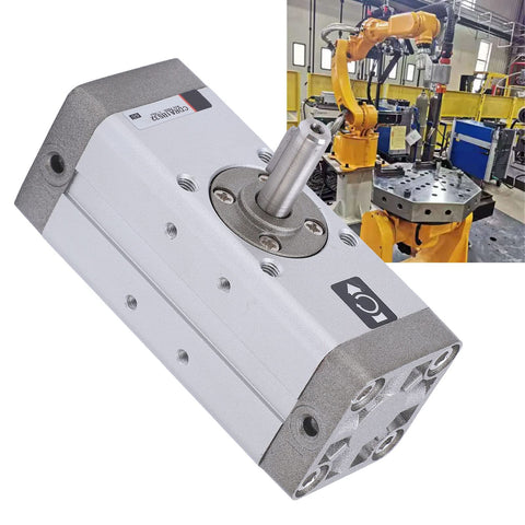 Pneumatic Rotary Actuator With Alloy Body And Double Sealing For Heavy Duty Performance Aluminum Rack Type Swing Air Cylinder Model CDRA1BS32-180 Oxidized Finish in automation setting