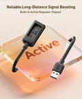 Active USB Extension Cable Sixteen Feet Four Inches Long USB Two Point Zero Extender with built-in repeater chipset