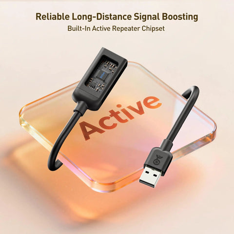 Active USB Extension Cable Sixteen Feet Four Inches Long USB Two Point Zero Extender with built-in repeater chipset