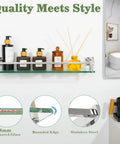 20 Inch Glass Shelf For Bathroom Wall Mounted Polished Chrome Floating Shelves With 8mm Tempered Glass And SUS304 Stainless Steel Brackets