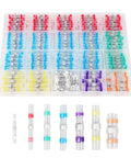 400Pcs Solder Seal Wire Connectors Kit With Heat Shrink Butt Connectors Solderstick Waterproof Electrical Junction Kit For Marine Boat Truck Wiring 26 6 Gauge Easy To Use No Soldering Crimping Heat Gun Required in transparent case showing various colored connectors.