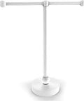 Two Arm Vanity Top Towel Holder And Guest Towel Stand In Matte White Finish, Solid Brass Bathroom Accessory With Heavy Base For Anti Tip, Built To Last, Lifetime Warranty, Classic Meets Modern Dope Design, freestanding view