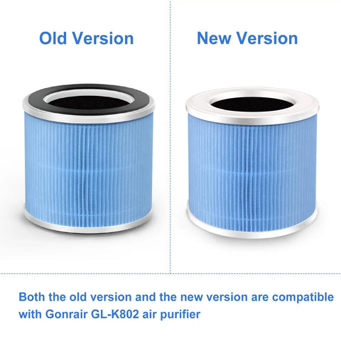 Old and new versions of Two Pack H13 HEPA Air Purifier Filter Replacement For GL-K802 Series