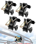 Badass Heavy Duty Ratchet Straps With J Hooks For Ladder Rack And Pickup Cargo 1.5 Inch Wide Webbing Four Pack showing black straps and mounting hardware.