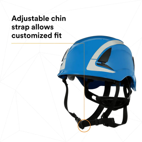 SecureFit X5003X ANSI Safety Helmet With 6-Point Suspension And Chin Strap Non-Vented Scotchlite Reflective Blue Ideal For Construction And Heavy Infrastructure