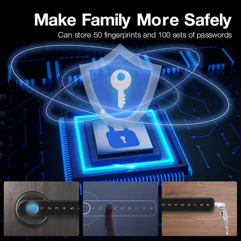 Fingerprint Smart Door Lock With Keypad Handle For Home Office Front Door And Apartment Keyless Entry No Keys Needed Supports 50 Fingerprints Fast Under One Second Unlock High Ninety Nine Percent Recognition Easy Install, digital lock close-up