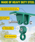 Diagram of green heavy duty steel swing hanger from Heavy Duty Swing Set Brackets Bundle With Two A Frame Brackets Four Swing Hangers