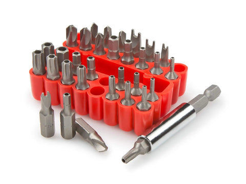 Everybit Security Bit Set 33 Piece Tamper Resistant Bit Kit Pro Grade With Nine TR Star Bits TR8 TR10 TR15 TR20 TR25 TR27 TR30 TR35 TR40, Hex Bits 5/32 9/64 1/8 7/64 3/32 5/64, Metric Hex Bits 2 2.5 3 4 5 6 mm, Tri Wing Bits Four, Torq Bits 6 and 8 For