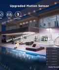 Smart Outdoor LED Flood Light 64W, 3-Head Tunable White 2700K-6500K, 5000LM, Motion Sensor on modern home at night