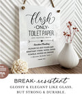 6x8 Inch Designer Bathroom Sign Not Hopes and Dreams With Rope, glass-like finish, displayed with vase and flowers, USA made