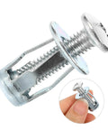 25 Set Galvanized Carbon Steel Expansion Nut Kit for Hollow Walls Easy Install Petal Nuts and Threaded Inserts Super Reliable Furniture Screws No Wobble Fit Durable Silver Finish, silver expansion nut with screw