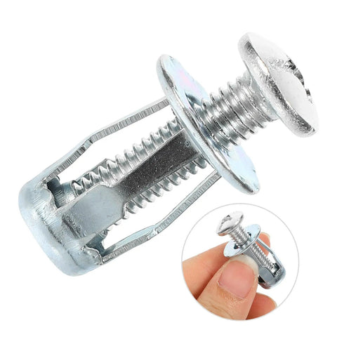 25 Set Galvanized Carbon Steel Expansion Nut Kit for Hollow Walls Easy Install Petal Nuts and Threaded Inserts Super Reliable Furniture Screws No Wobble Fit Durable Silver Finish, silver expansion nut with screw