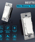 Ultra Slim Dimmer Light Switch For Single Pole Or 3 Way Wiring Quiet Slide Dimmable 300W LED CFL 600W Incandescent Halogen ETL Listed