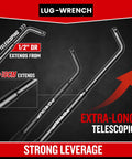 Telescoping Lug Wrench Set With 19mm And 21mm CR-V Steel Sockets, Extended Lug Nut Removal Tool For Cars, Trucks And Vans