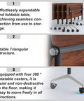 Hassle Free Adjustable Flip Up Folding Desk With Smooth Rollin Casters For Home Office Setup or Quick Training Sessions, showing caster wheels and stable structure.