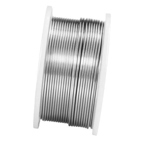 Top Shelf 63 37 Tin Lead Solder Wire With Rosin Core Flux 0.6 Mm Diameter 100 Gram Roll side view on spool.