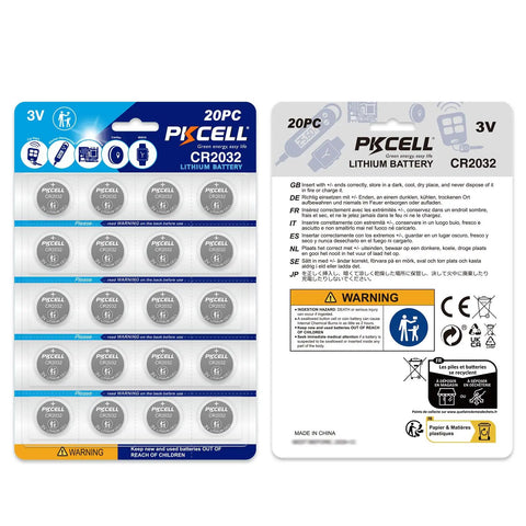 Top Shelf CR2032 Lithium 3V Coin Cell Batteries 20 Pack in clear packaging, ideal for car keys, remotes, and calculators.