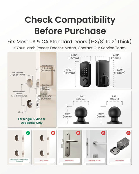 Dead Simple Biometric Fingerprint Smart Door Lock With Dual Knobs, Child Safe Privacy Entry, Quick Install Auto Latch For Bedroom Doors No Fuss Setup Total Day To Day Ease