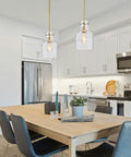 Industrial Pendant Light Trio For Kitchen Island 3 Light Glass Pendant Fixture With Seeded Shade Adjustable Cord Farmhouse Ceiling Light