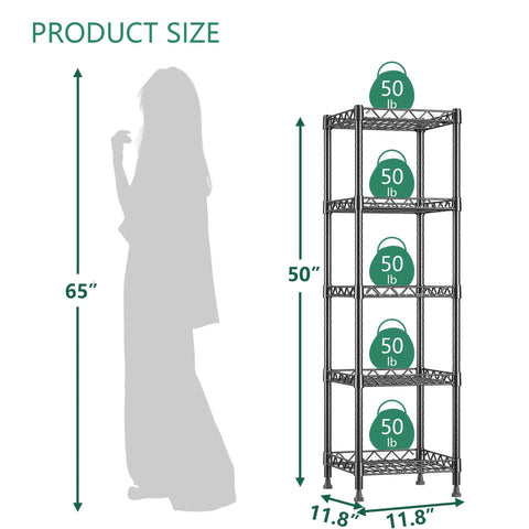 Rock Solid 5 Tier Steel Wire Shelving Rack With Adjustable Heights Easy Setup For Kitchen Laundry Or Bathroom Space Saving Storage Unit In Sleek Black Finish That Really Steps Up Your Game