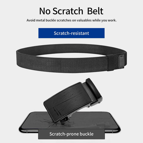 Casual Yet Durable TSA Approved Nickel Free Non Metal Belt For Men Hypoallergenic And Scratch Resistant Metal Free Security Belt Black Nylon 1.38 Inch Easy Airport Screening And Comfy All Day Wear