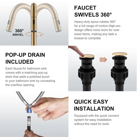 Sleek Champagne Bronze Pull Down Bathroom Faucet Featuring Twin Handles And Flexible Spray Wand Delivering Heavy Duty Performance Snug Fit On Any Widespread Sink Setup Crafted Completely Lead Free. Features 360-degree swivel spout and pop-up drain.
