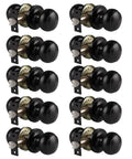 Door Knob Set, 10 Pack Matte Black Colonial Ball Knob Interior Passage Handles For Closet And Hallway Doors, Built To Last Brass Cylinder