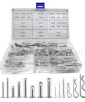 122 Piece Cotter Pin Kit With Hair Pins Clevis Pins R Clips And Hitch Pins Zinc Plated For Trailers Latches And Equipment