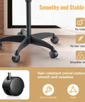 Close-up of hair-resistant swivel casters on Adjustable Height Rolling Salon Tray On Wheels With 360 Degree Mobility