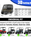 All Weather Golf Cart Cover For 2 Or 4 Passengers Fits EZGO Club Car Yamaha 420D Waterproof Windproof Sunproof Outdoor Full Cover size chart
