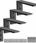 Heavy Duty Countertop Support Brackets 12 Inch 4 Pack With Hardware Sleek Steel L Corbels showing black matte finish and installation screws.
