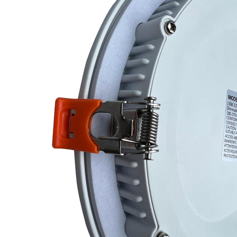 Back view of 4 Inch LED Downlight 9W Dimmable With 90 Minute Emergency Battery Backup Ultra Slim Recessed Ceiling Light 100-277V No Extra Wiring Needed Easy Test Button.