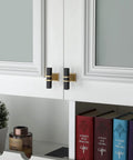 Black And Gold Cabinet Knobs Set 10 Pack With Matte Finish Stainless Steel Pull And Zinc Alloy Base on white kitchen cabinet doors