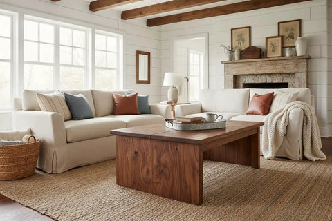 Warm Rustic Walnut Oil Based Interior Wood Stain Packing An Old School Knockout Finish That Glides On Slick And Locks In Low Voc Depth For Any Tough Hardwood Project on a coffee table in a cozy living room.