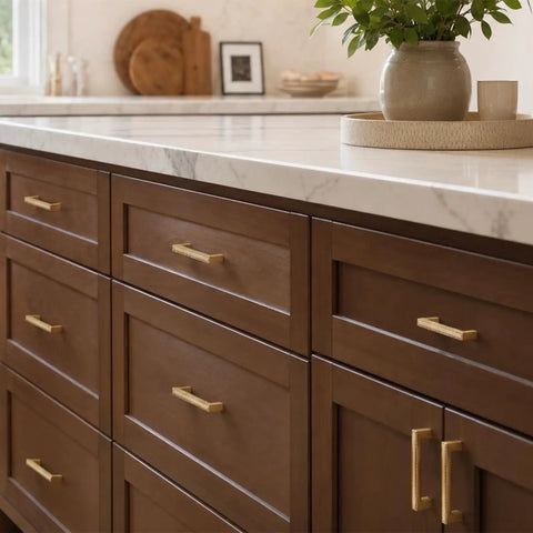 Gold Cabinet Pulls With Crystal Accents 4 Pack Sparkling Rhinestone Drawer Handles in kitchen setting