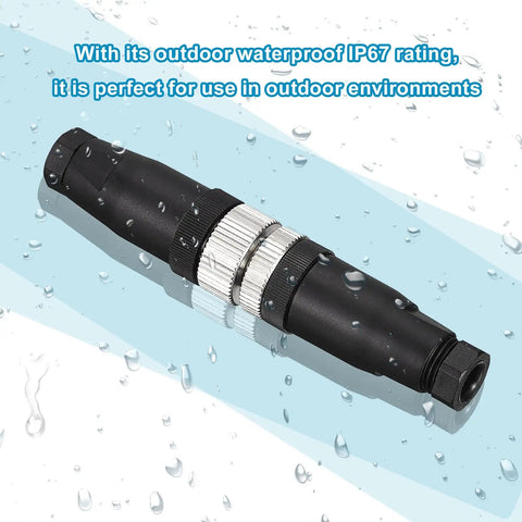 4 Pack M12 4 Pin Aviation Circular Connectors IP67 waterproof for outdoor networks instruments and computer gear close-up view.