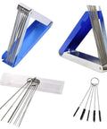 Heavy Duty Torch Tip Cleaner Kit Set with aluminum case and steel cleaning wires and brushes for welding and cutting nozzles.