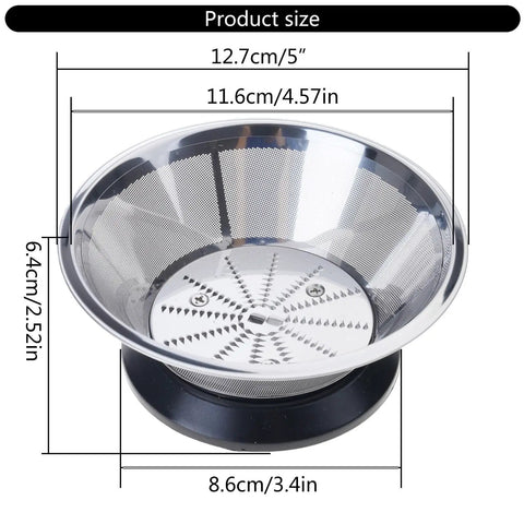 Stainless Steel Juicer Replacement Mesh Filter Basket And Cutter Assembly For Centrifugal Juicers Go To 5 Inch Fits WJE4001D WJE2802D Electric Machines Durable Juicing Components For Maximum Extraction, size chart 5-inch mesh basket