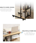 C Shaped Bedside Table With Heavy Duty Wheels And Locks Height Adjustable Laptop Workstation displaying smooth edge design.