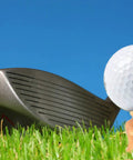 Golf club about to hit ball on 50 Pack 3 Inch Plastic Golf Tees For Women Ladies Golf Tees Training Practice Aids Durable 0.43 Inch Diameter