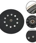 9 Inch 10 Hole Drywall Sanding Pad Quick Swap Hook And Loop Backing Plate top view showing 10 holes for sanding and rubber grip.