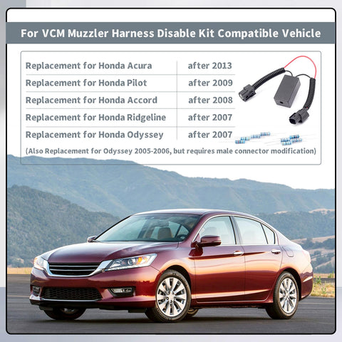 VCM Muzzler Harness Disable Kit Replacement For Honda 3.5L V6 Engine With Connector Cables