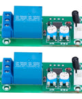 Two Pack Vibration Sensor Module 12V DC Time Delay Relay Alarm With Adjustable Sensitivity And Delay From 1 To 240 Seconds Low Standby Current No False Alarms Industrial Grade Protection Real Time Vibration Detection And Reliable Alarm, top view