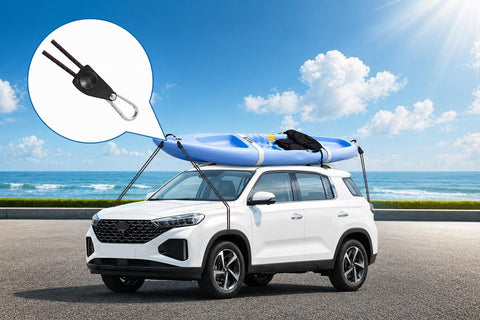 Ratchet Tie Down Straps Six Millimeter Nylon Rope Four Pack Twelve Foot Each Adjustable Hangers For Kayak Truck Tent And Cargo Hauling Durable Alloy Gears With Galvanized Buckles For Heavy Duty Use securing kayak on car roof