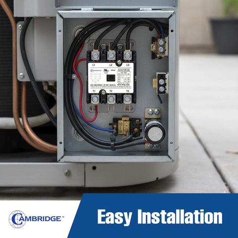 Two Pole 30 Amp 24V AC Coil HVAC Contactor installed in residential condenser panel